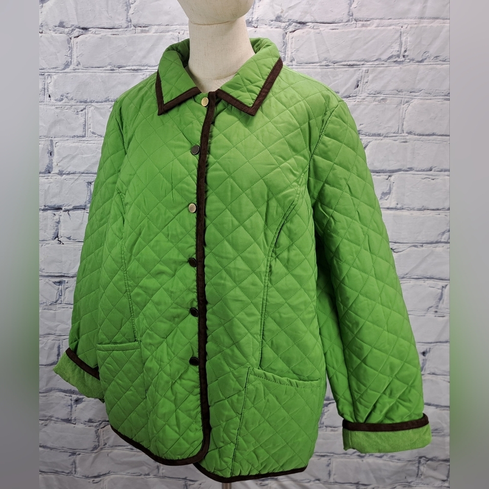 NWT Vintage 90s Joan Rivers Women's Quilted Jacket Coat Green Size XL - Picture 1 of 16
